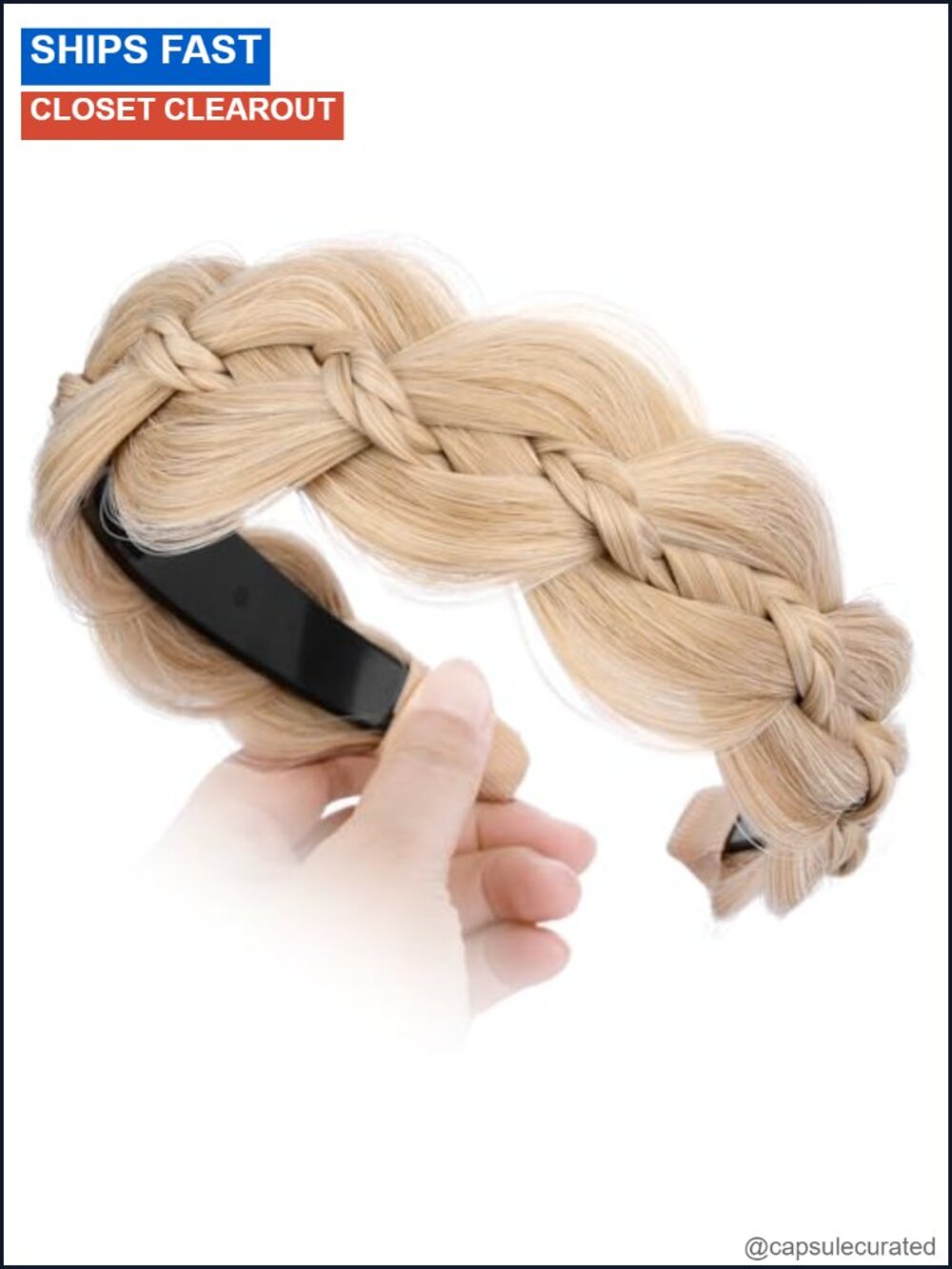 Synthetic Hair Braided Headband with Teeth High Elasticity Hairpiece